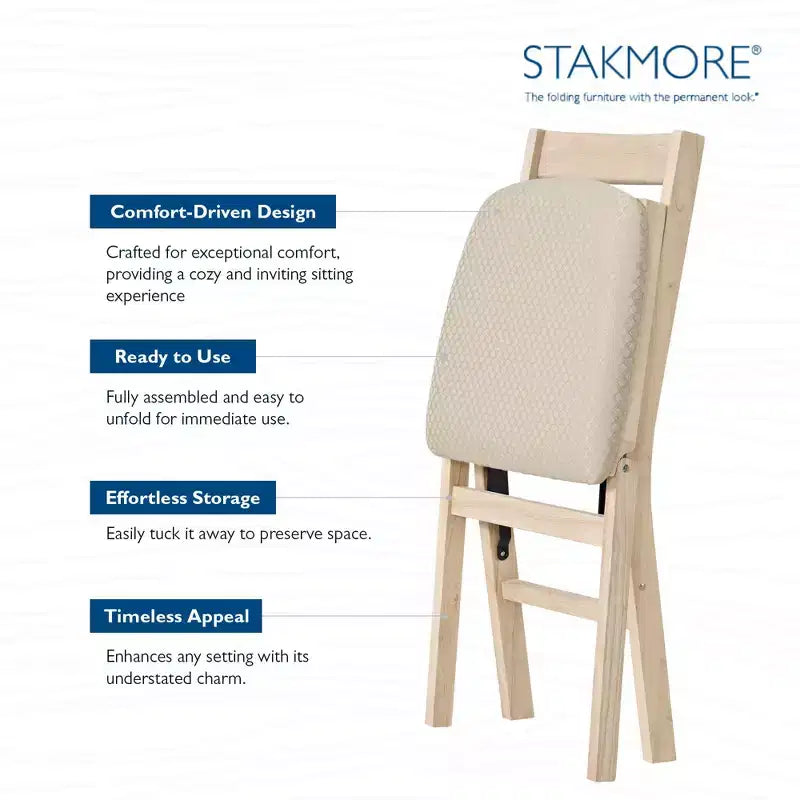 Ensemble de meubles avec table de salle à manger pliante en bois massif haut de gamme de style classique et chaises rembourrées en tissu, lot de 2, non fini