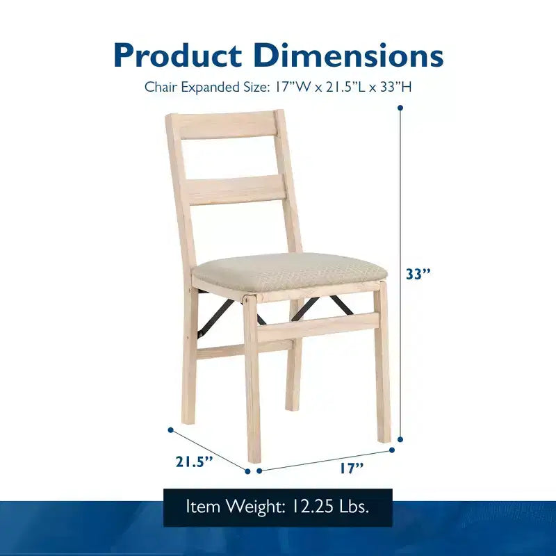 Ensemble de meubles avec table de salle à manger pliante en bois massif haut de gamme de style classique et chaises rembourrées en tissu, lot de 2, non fini