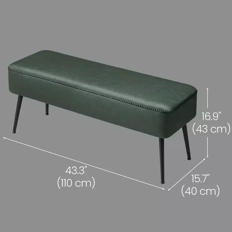Banc pour entrée ou chambre, banc de bout de lit, pouf de rangement en similicuir avec surpiqûres, charge maximale de 660 lb
