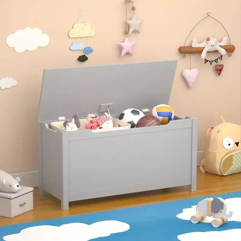 Coffre à jouets de 32W pour enfants, banc de rangement et tabouret de lit avec couvercle à charnières de sécurité, pour les 2 ans et plus