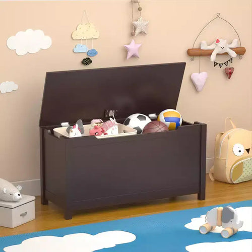 Coffre à jouets de 32W pour enfants, banc de rangement et tabouret de lit avec couvercle à charnières de sécurité, pour les 2 ans et plus