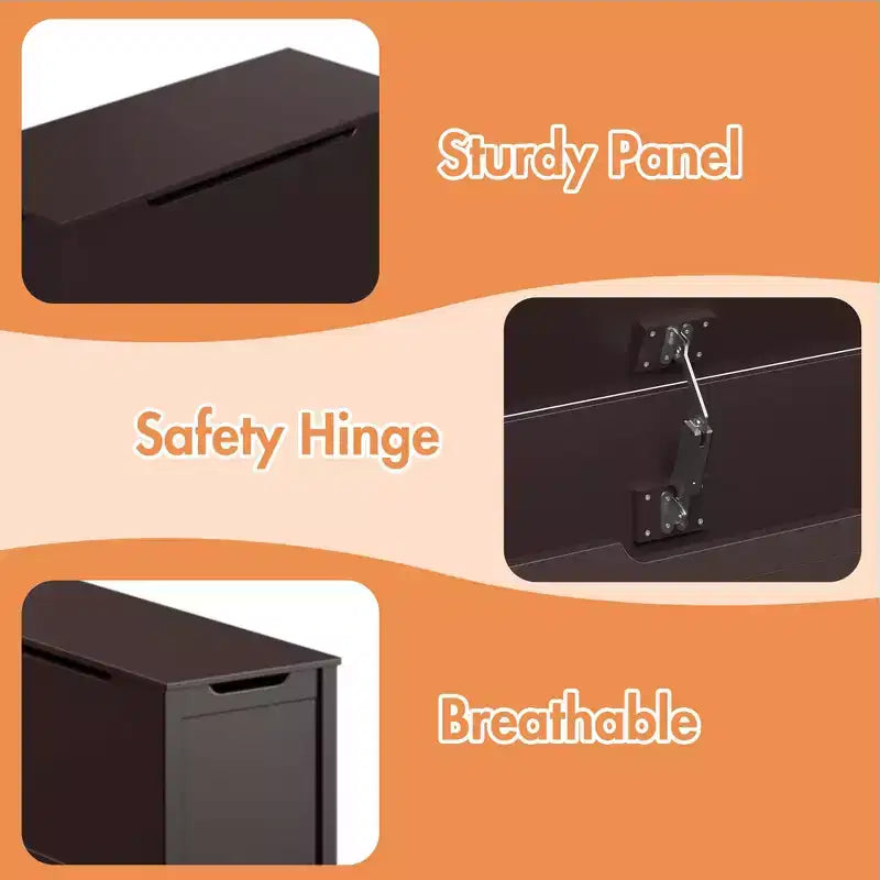 Coffre à jouets de 32W pour enfants, banc de rangement et tabouret de lit avec couvercle à charnières de sécurité, pour les 2 ans et plus