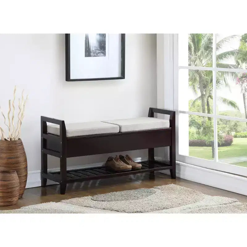 Vannes Espresso Storage Shoe Bench