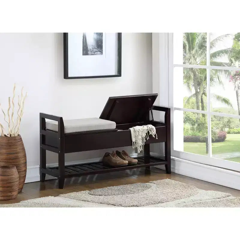 Banc à chaussures de rangement espresso de style moderne