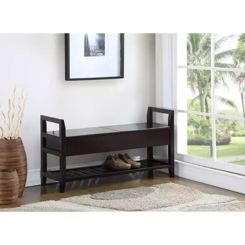 Banc à chaussures de rangement espresso de style moderne
