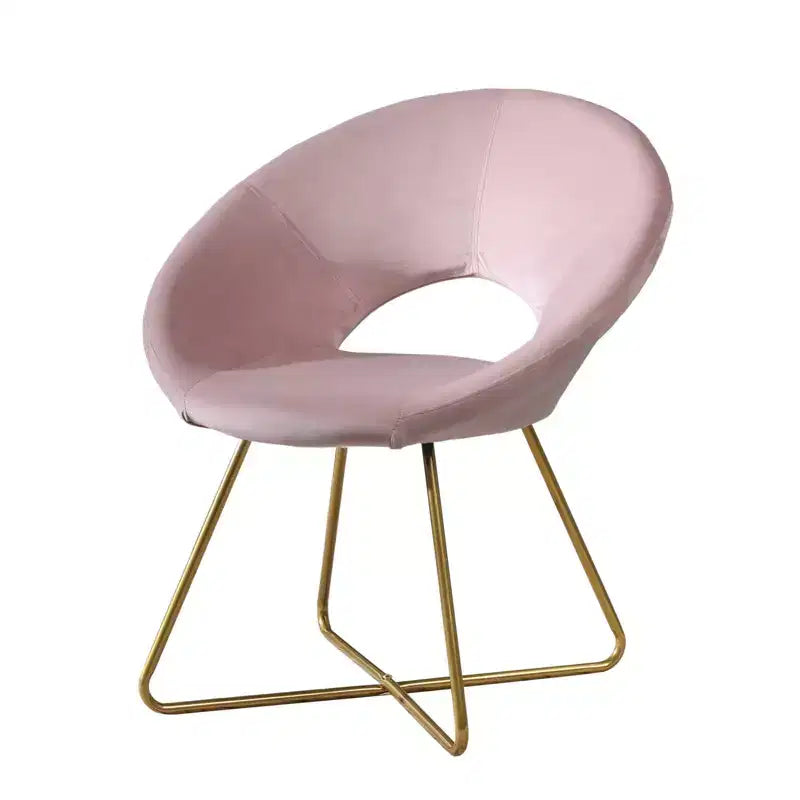Fauteuil d’appoint rembourré en velours soyeux, rose avec piètement doré