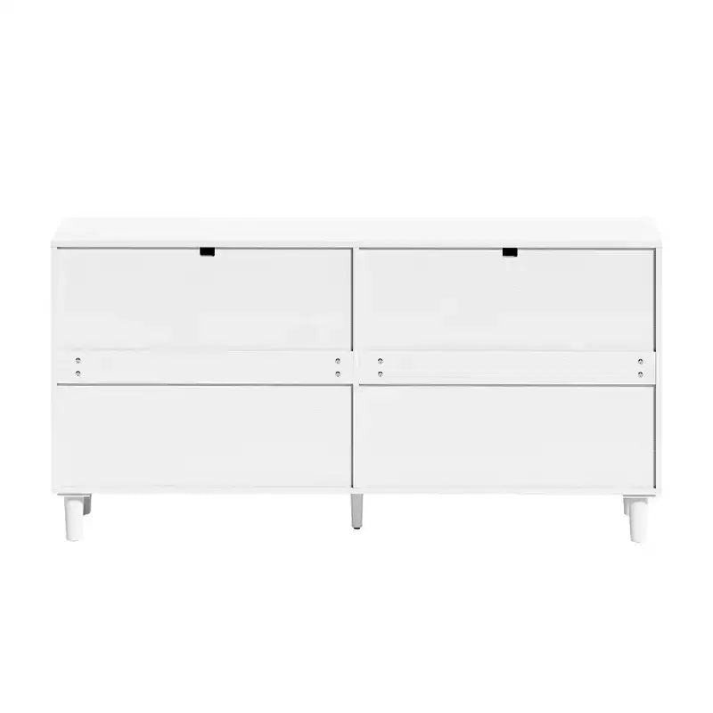 Commode en rotin de 51.18/59.06W avec 6 tiroirs, meuble de rangement avec poignées en métal et pieds en bois