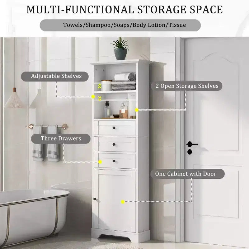 Meuble de rangement haut de 67H&amp;68H avec tiroirs et étagères réglables pour la salle de bain, la cuisine et le salon
