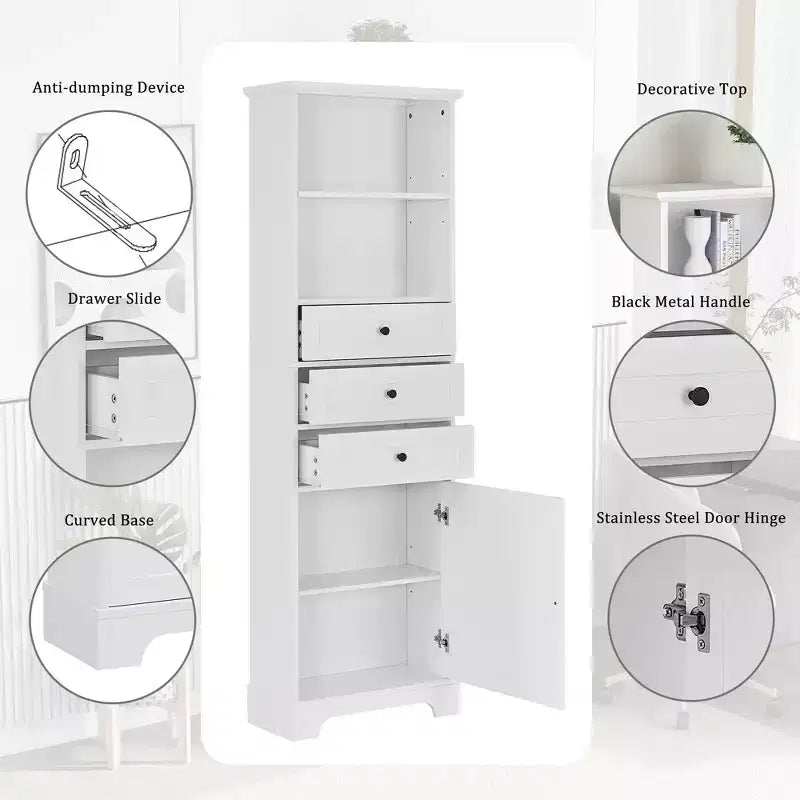 Meuble de rangement haut de 67H&amp;68H avec tiroirs et étagères réglables pour la salle de bain, la cuisine et le salon