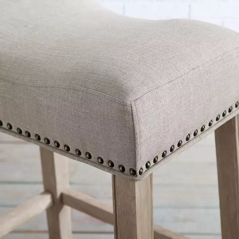 Tabourets de bar rembourrés sans dossier, assise en forme de selle, hauteur de 29, beige, lot de 2
