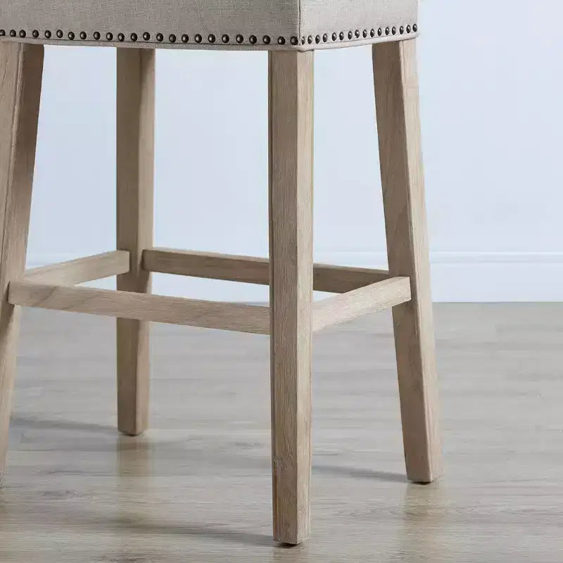 Tabourets de bar rembourrés sans dossier, assise en forme de selle, hauteur de 29, beige, lot de 2