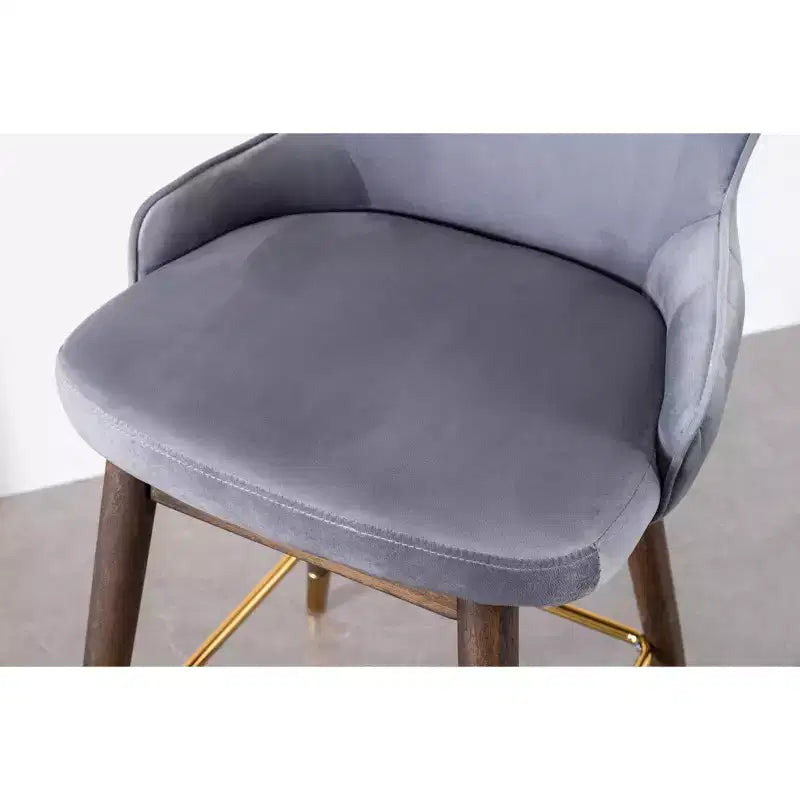 Tabourets à dossier ailé, hauteur comptoir, revêtement en tissu, gris, lot de 2