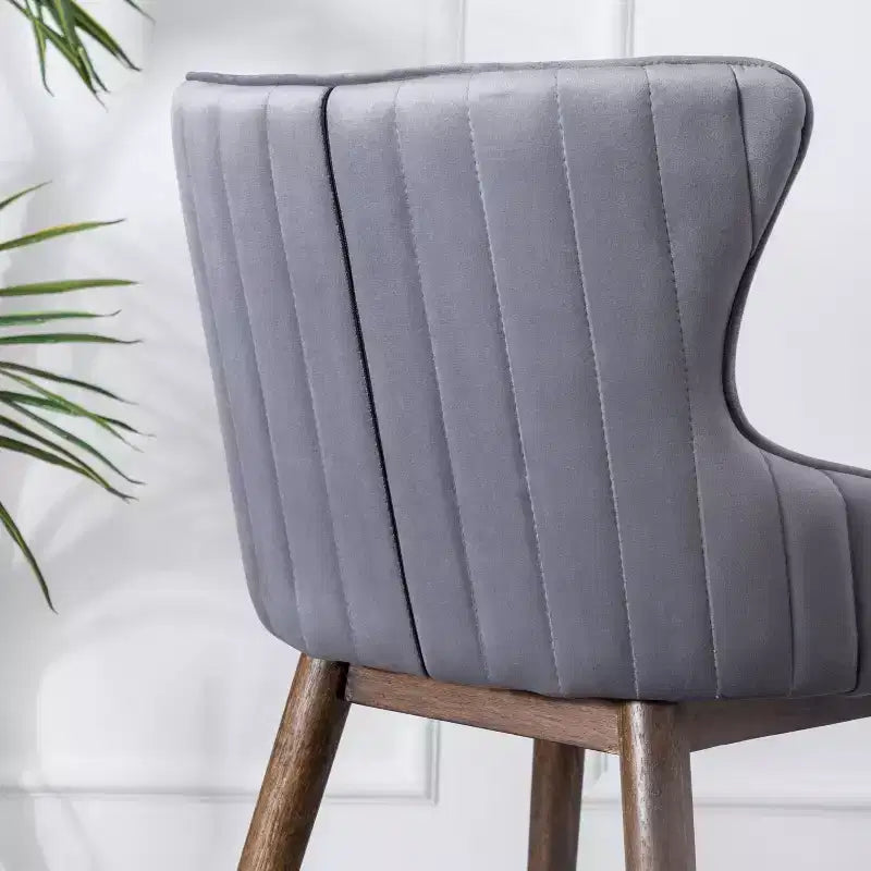 Tabourets à dossier ailé, hauteur comptoir, revêtement en tissu, gris, lot de 2