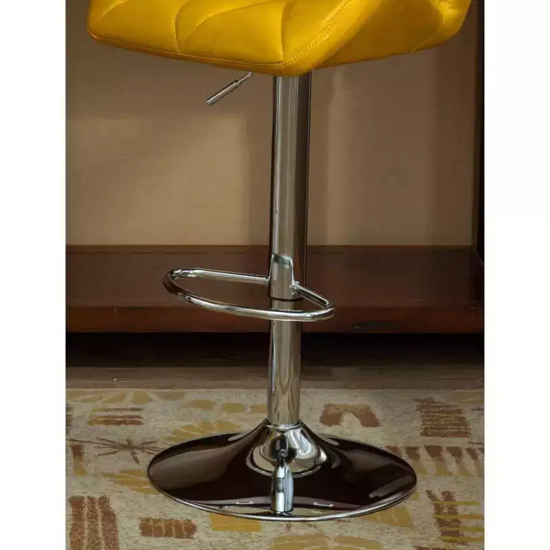 Tabourets de bar contemporains capitonnés à hauteur réglable, hydrauliques, jaunes, lot de 2