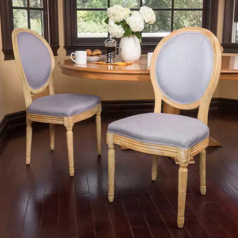 Chaises de salle à manger rembourrées de style maison de campagne française (lot de 2)