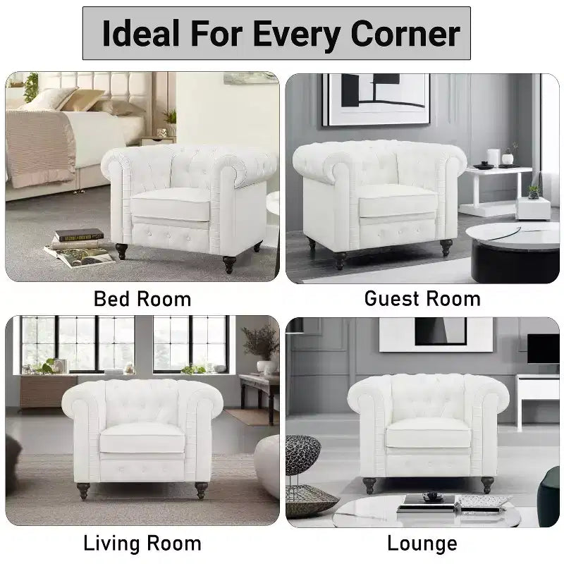 Fauteuil d’appoint capitonné de style moderne et minimaliste