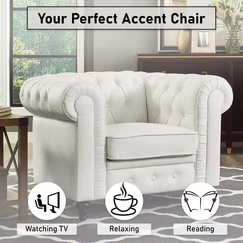 Fauteuil d’appoint capitonné de style moderne et minimaliste