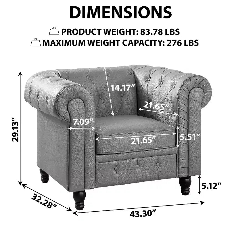 Fauteuil d’appoint capitonné de style moderne et minimaliste
