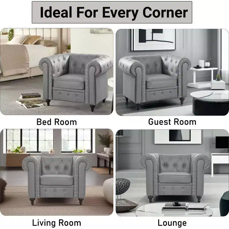 Fauteuil d’appoint capitonné de style moderne et minimaliste