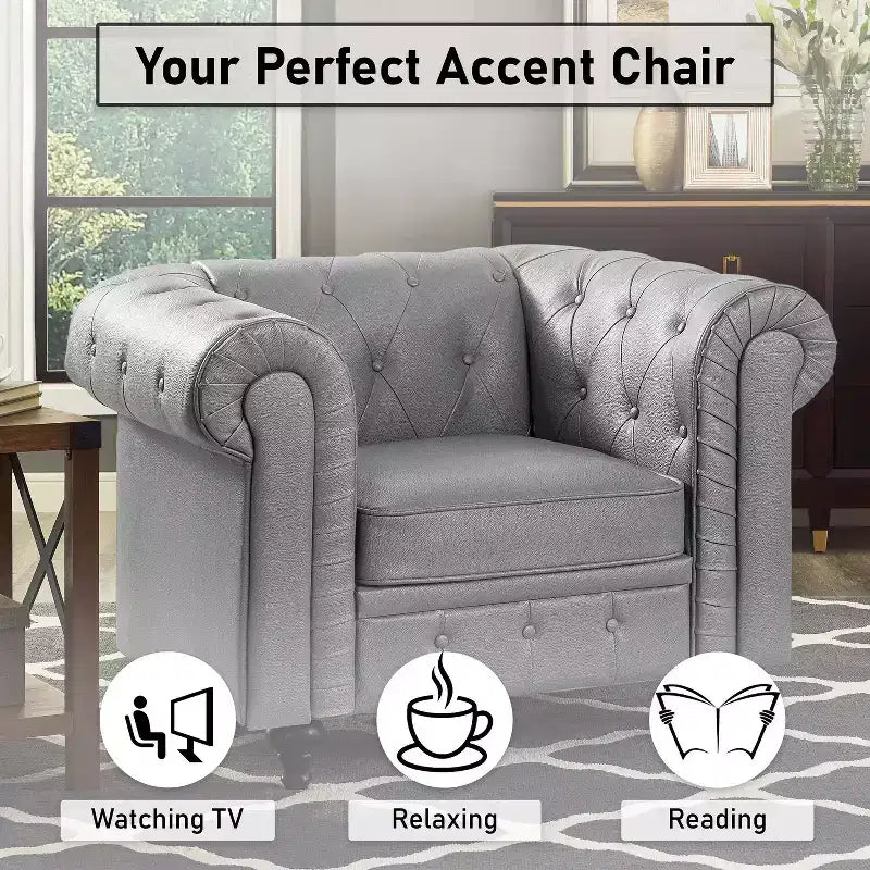 Fauteuil d’appoint capitonné de style moderne et minimaliste