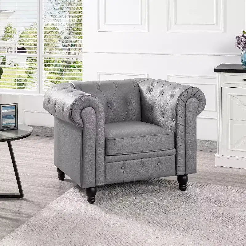 Fauteuil d’appoint capitonné de style moderne et minimaliste
