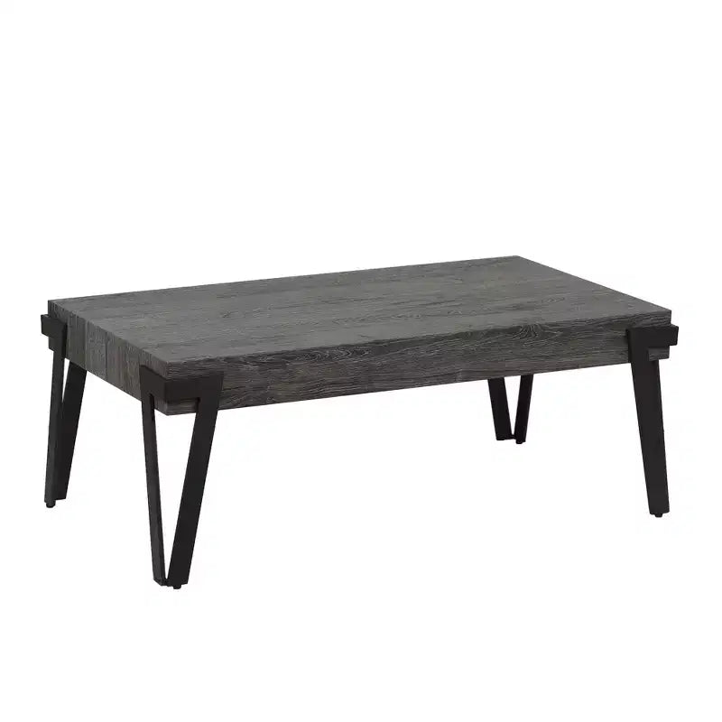 Table basse de 43 pouces en bois d’ingénierie chêne gris et métal noir