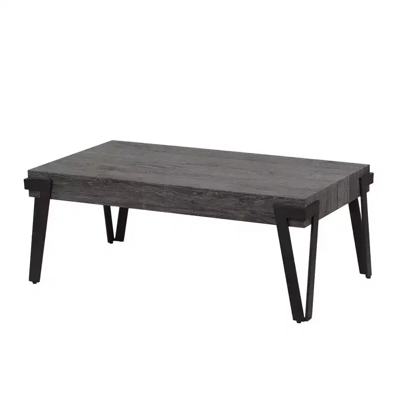 Table basse de 43 pouces en bois d’ingénierie chêne gris et métal noir