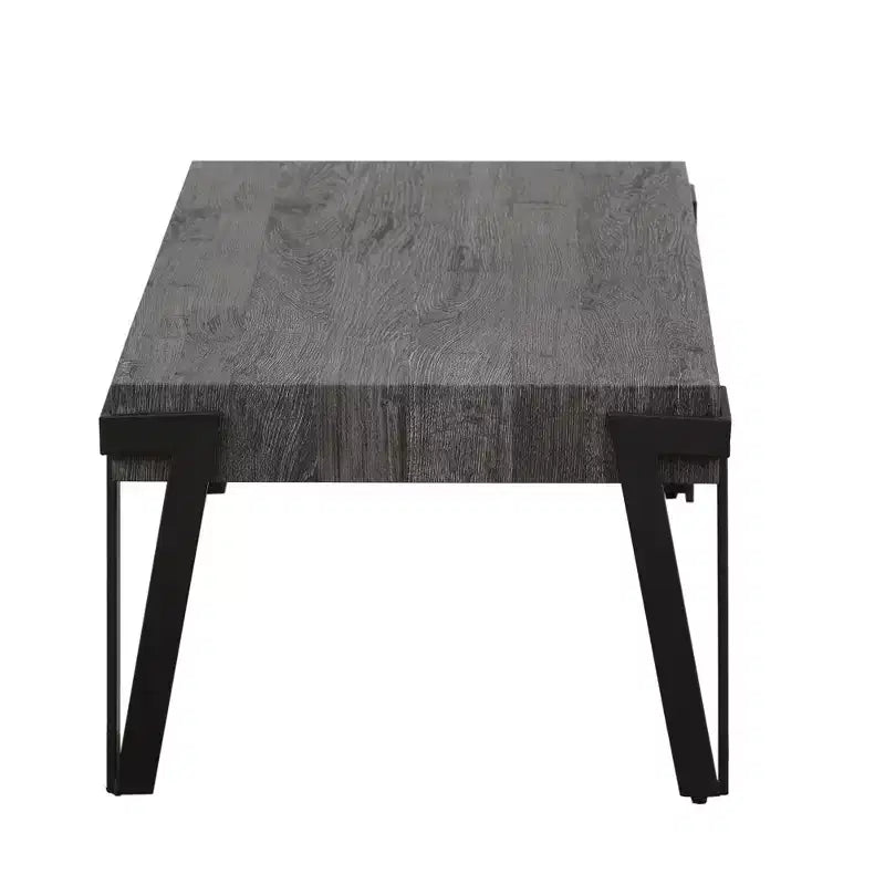 Table basse de 43 pouces en bois d’ingénierie chêne gris et métal noir
