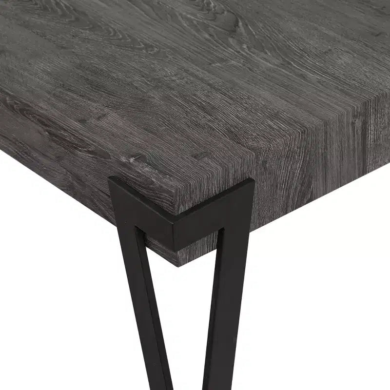 Table basse de 43 pouces en bois d’ingénierie chêne gris et métal noir