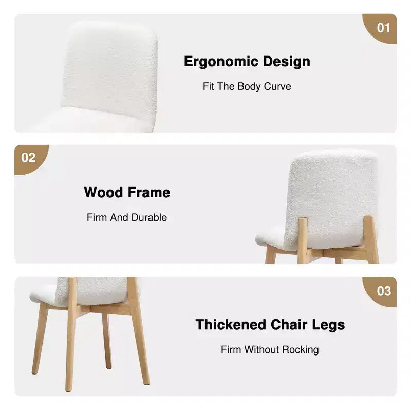 Lot de 2 chaises de salle à manger rembourrées en fausse fourrure blanche