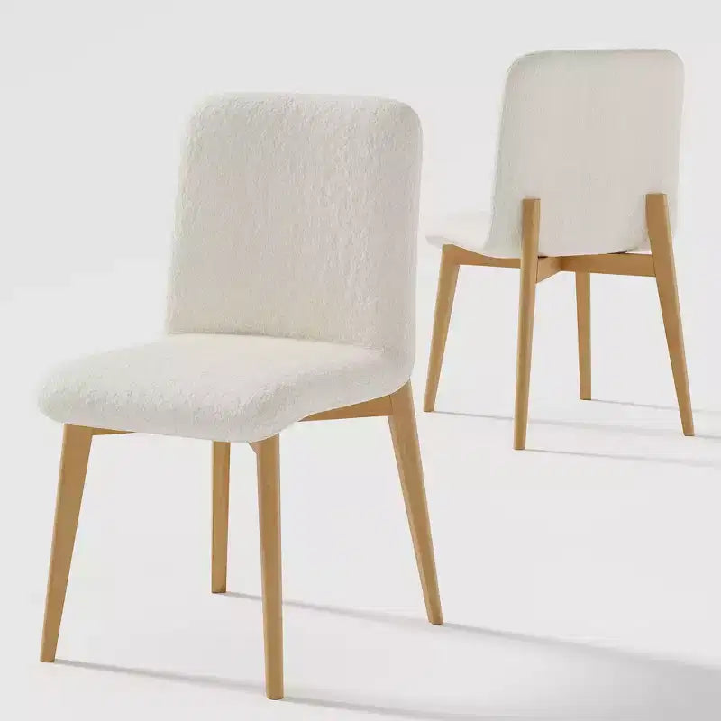Lot de 2 chaises de salle à manger rembourrées en fausse fourrure blanche