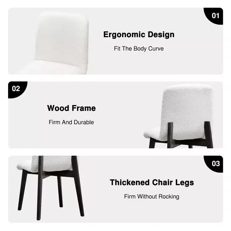 Lot de 2 chaises de salle à manger rembourrées en fausse fourrure blanche