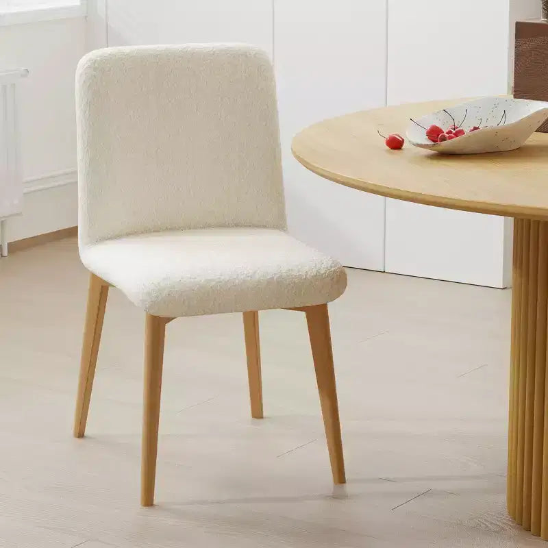 Lot de 2 chaises de salle à manger rembourrées en fausse fourrure blanche