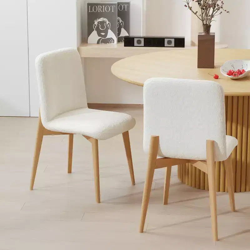 Lot de 2 chaises de salle à manger rembourrées en fausse fourrure blanche