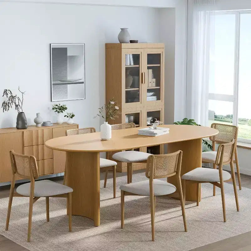 Table à manger ovale de 67x33.5 en bois massif, table de cuisine