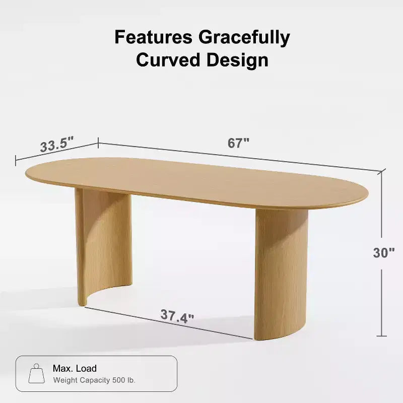 Table à manger ovale de 67x33.5 en bois massif, table de cuisine
