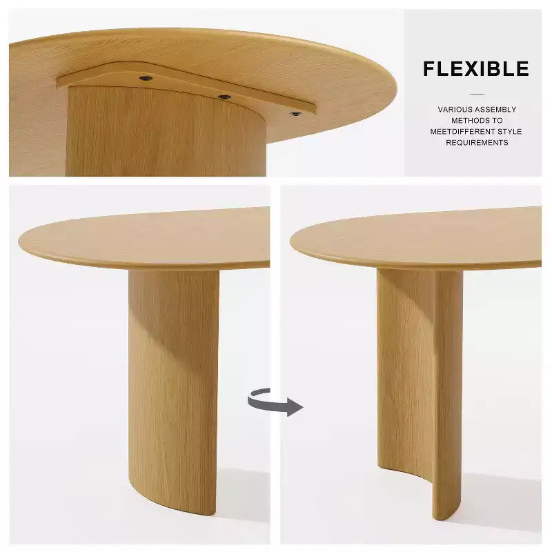 Table à manger ovale de 67x33.5 en bois massif, table de cuisine