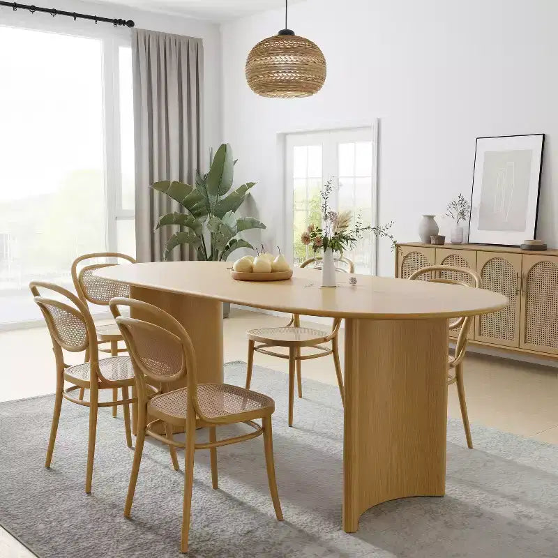 Table à manger ovale de 67x33.5 en bois massif, table de cuisine