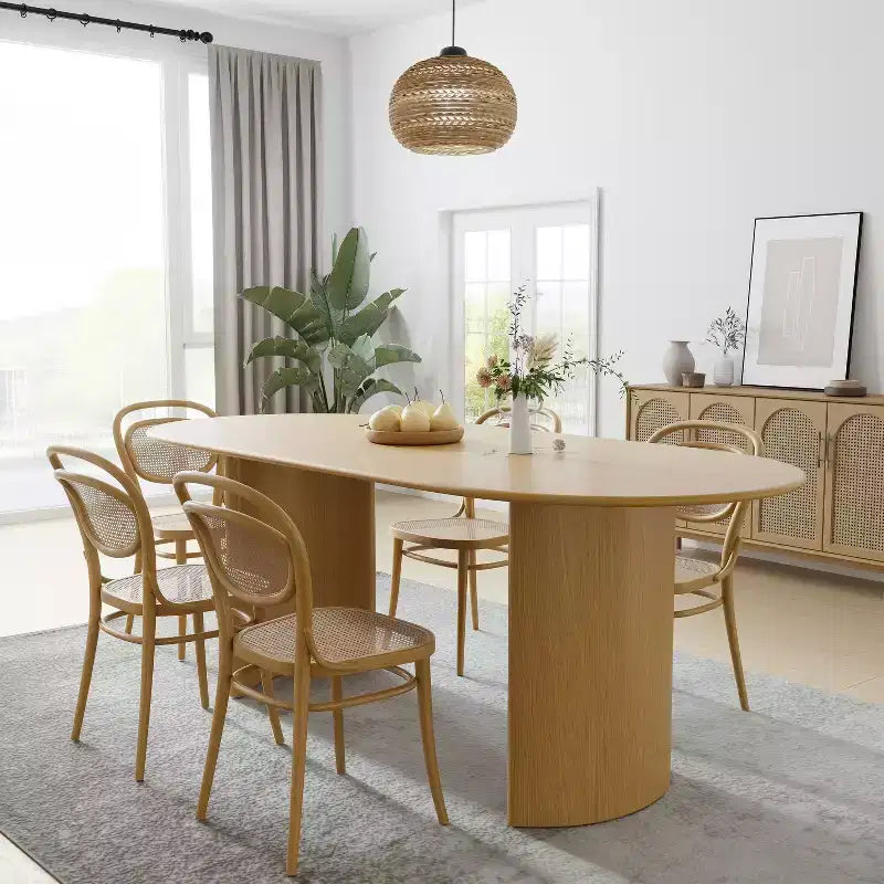 Table à manger ovale de 67x33.5 en bois massif, table de cuisine