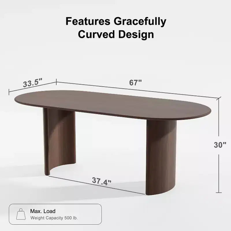 Table à manger ovale de 67x33.5 en bois massif, table de cuisine