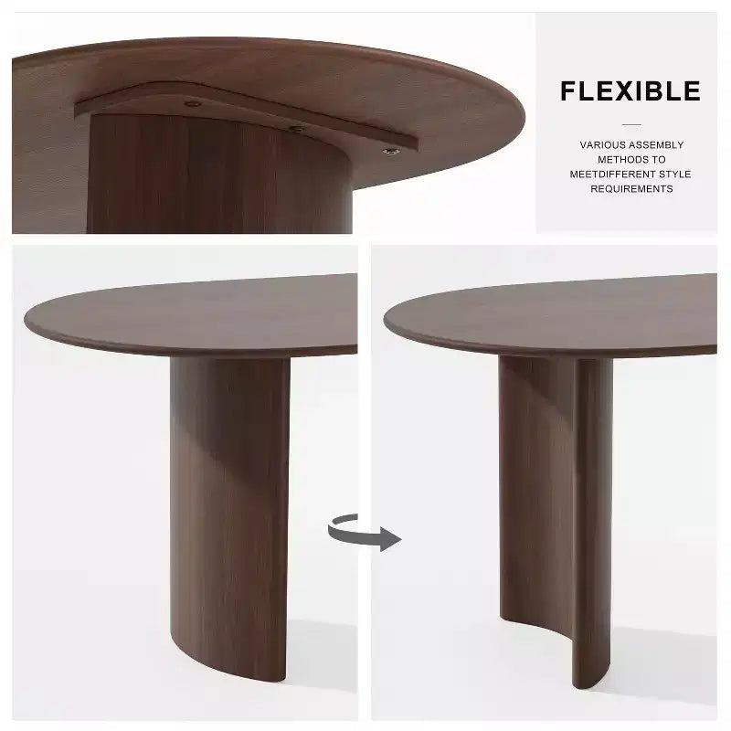 Table à manger ovale de 67x33.5 en bois massif, table de cuisine