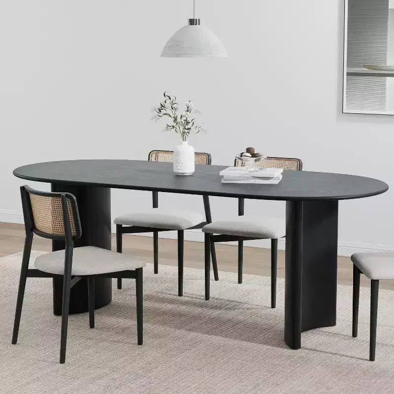 Table à manger ovale de 67x33.5 en bois massif, table de cuisine