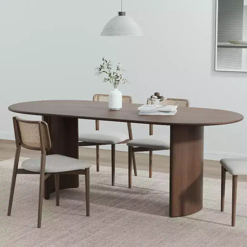 Table à manger ovale de 67x33.5 en bois massif, table de cuisine