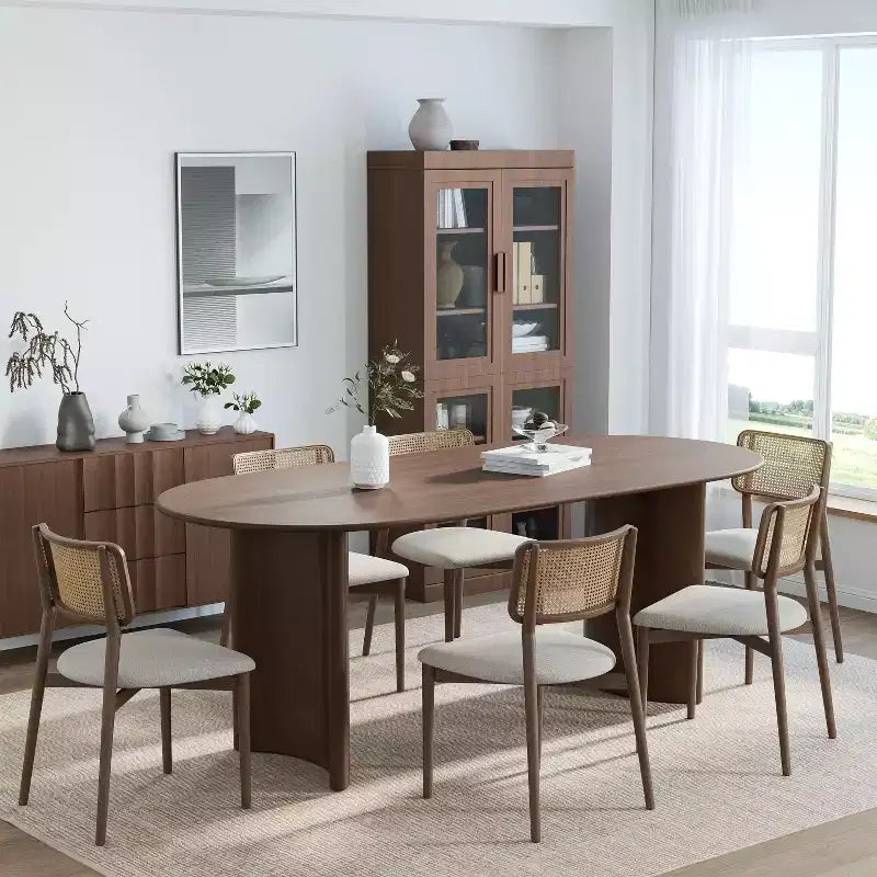Table à manger ovale de 67x33.5 en bois massif, table de cuisine