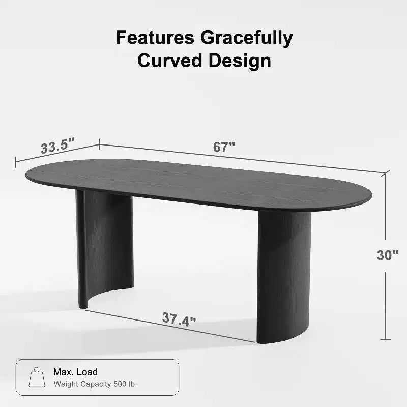 Table à manger ovale de 67x33.5 en bois massif, table de cuisine