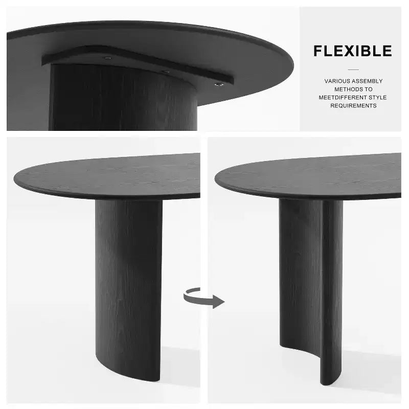 Table à manger ovale de 67x33.5 en bois massif, table de cuisine