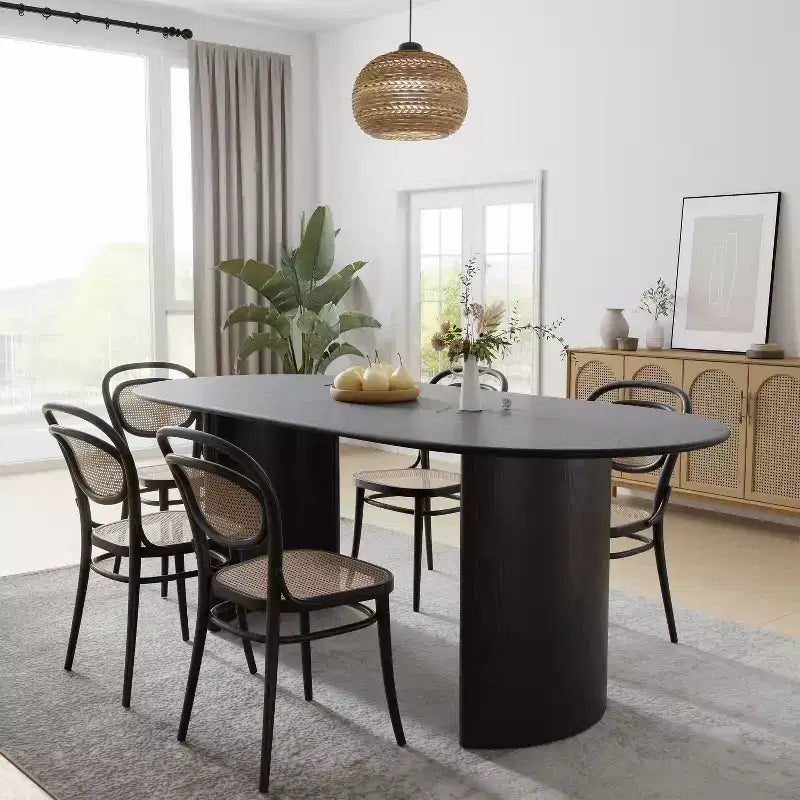 Table à manger ovale de 67x33.5 en bois massif, table de cuisine