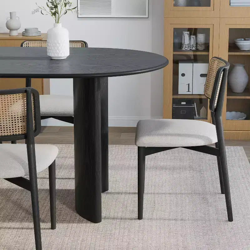 Table à manger ovale de 67x33.5 en bois massif, table de cuisine