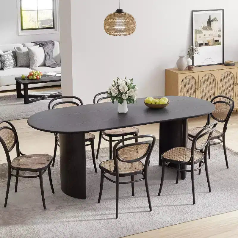 Table à manger ovale de 67x33.5 en bois massif, table de cuisine