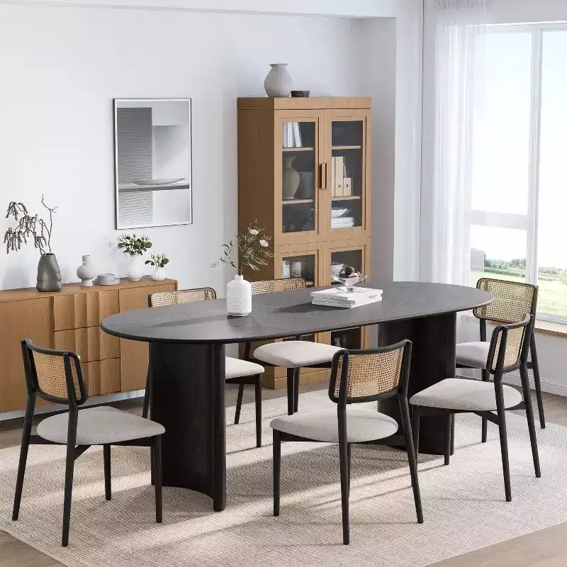 Table à manger ovale de 67x33.5 en bois massif, table de cuisine